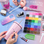 50000Pcs Bedazzling Kit with Rhinestones 3mm, 40 Colors Bedazzler Kit Resin Rhinestones Nail Gems & Glitter Gem Art Supplies, Diamond Art Kits Accessories with Pickup Pen, 4pcs 10ml B7000 Glue